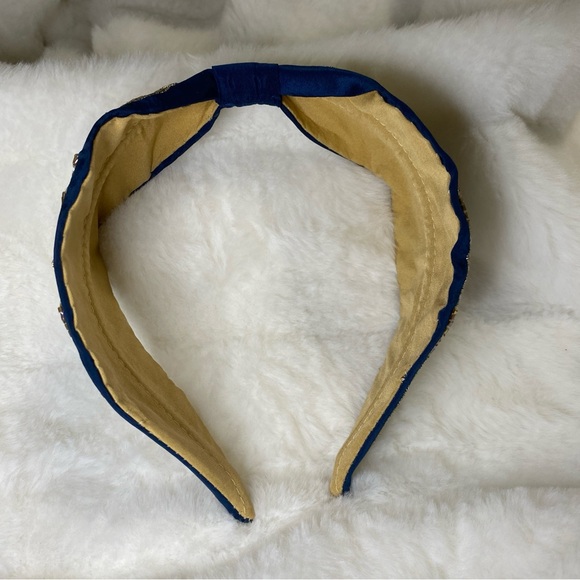 New Handmade NamJosh Golden Leaves Headband Made in India in Dark Teal/Gold - Picture 9 of 9